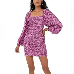 NEW Free People Smock It to Me mini dress in Azalea Combo